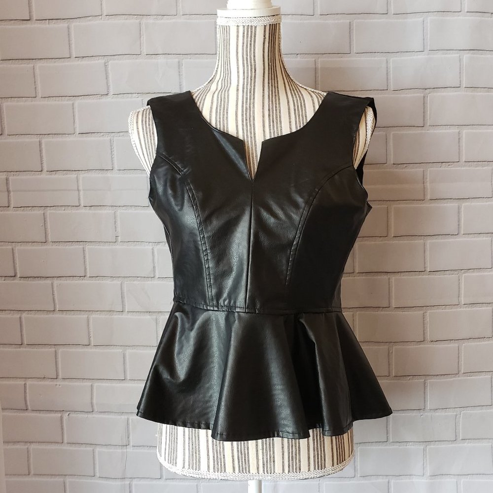 Charlotte Russe faux leather tank style peplum top